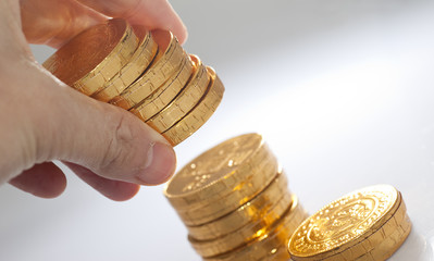 mankind counting the coins on the table