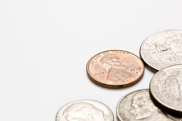 白背景にアメリカのお金のアップ