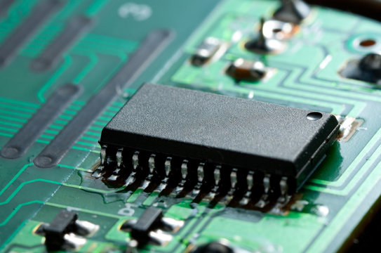 Black chip on circuit board