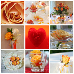 Blumendekorationen in Orange