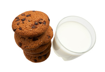 Glass of milk and cookies