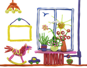 At a window stand flowers