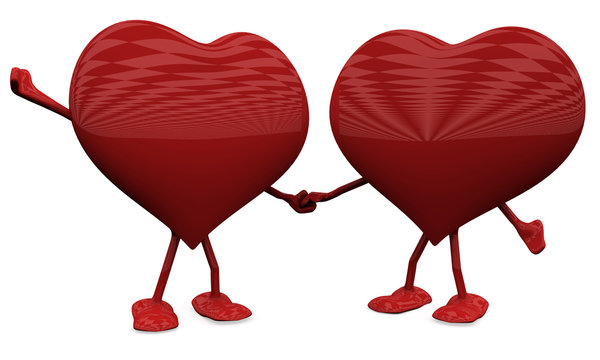 Two Hearts in Love. 3D Love concepts.
