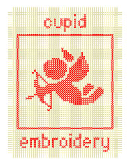 embroidery with cupid and