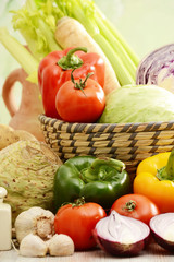 Composition with variety of raw vegetables