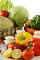 Composition with variety of raw vegetables