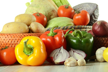 Composition with variety of raw vegetables