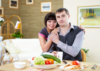 couple at home having meal