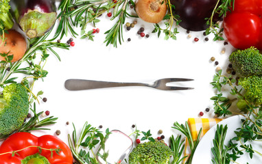 Beautiful fresh vegetable frame. Healthy food consept.