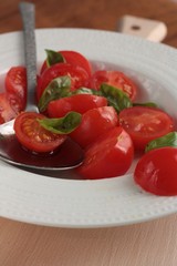 Tomato and basil salad close-up