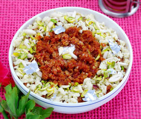 Carrot halwa with  mawa and pistachio