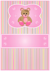 Baby cards with teddy bear. Vector.