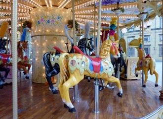 Fototapeta na wymiar A horse at a merry go round