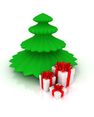 Christmas tree and gifts