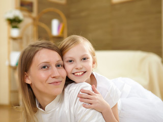 mother with teenager daughter at home