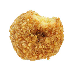 Coconut flaked donut bitten