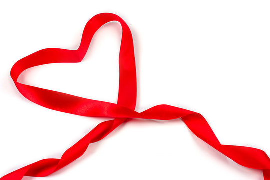 Red heart ribbon bow