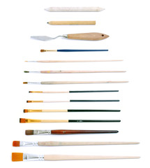Set of different brushes isolated on white background