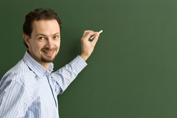 Teacher at the blackboard.