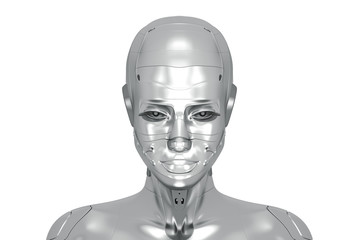 Stylish steel futuristic woman robot