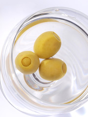 Glass and olives