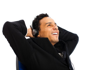 glücklicher Geschäftsmann mit Headset