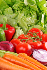 Composition with variety of raw vegetables