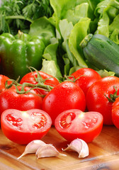 Composition with variety of raw vegetables