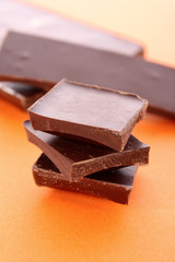 Chocolate on orange background