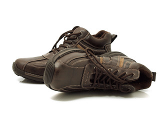 Boots on the white background