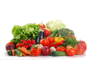 Composition with variety of raw vegetables isolated on white