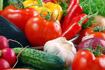 Composition with variety of raw vegetables