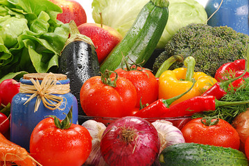 Composition with variety of fresh vegetables
