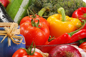 Composition with variety of fresh vegetables