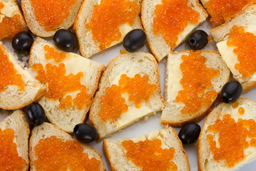 sandwiches with red caviar