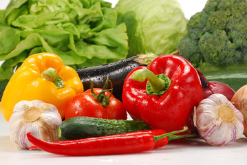 Composition with variety of fresh vegetables