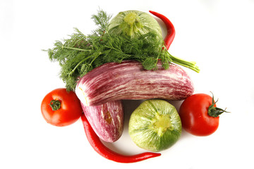 uncooked vegetables served on white