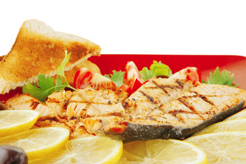 grilled salmon and lemon