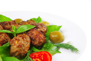 beef meatballs on basil