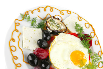 fried egg on white plate