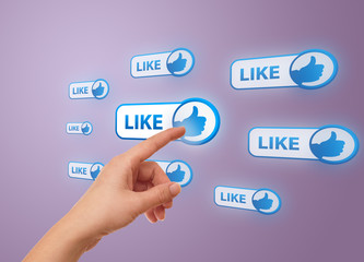 hand pressing social network icon
