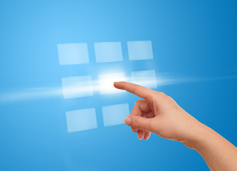 the hand on the flow of several button