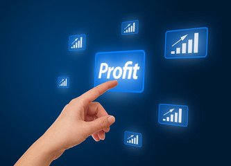 hand pressing Profit button