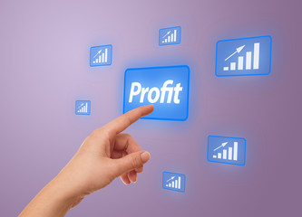 hand pressing Profit button