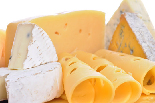 Various types of cheese composition isolated