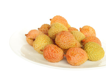 lychee kept on plate at shallow DOF