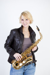 Fototapeta premium Saxophonspielerin
