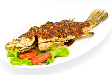 Fried snapper with chili sauce