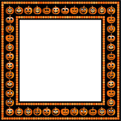 Vector halloween frame with funny pumpkins on black background