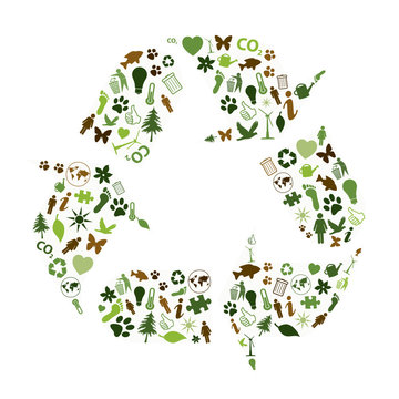 RECYCLE SIGN Collage (recycling icons ecology environment clean)